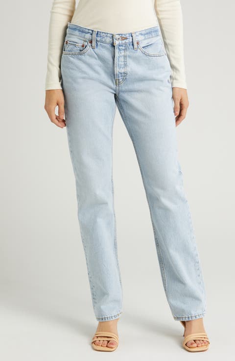 リダンRe/Done High Rise Straight Cuffed Women's Re/Done Straight-Leg Jeans | Nordstrom