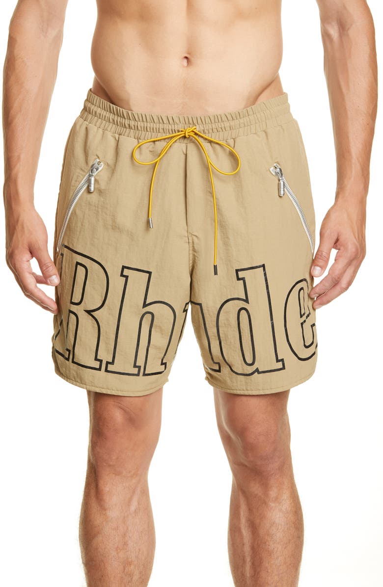 Rhude Logo Swim Trunks, Alternate, color,