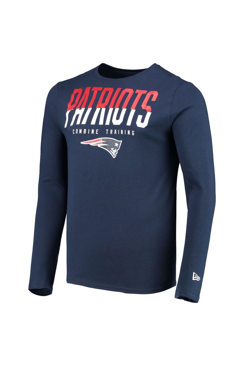 Men's New Era Navy New England Patriots Combine Authentic Split Line Long Sleeve T-Shirt, Alternate, color, Navy