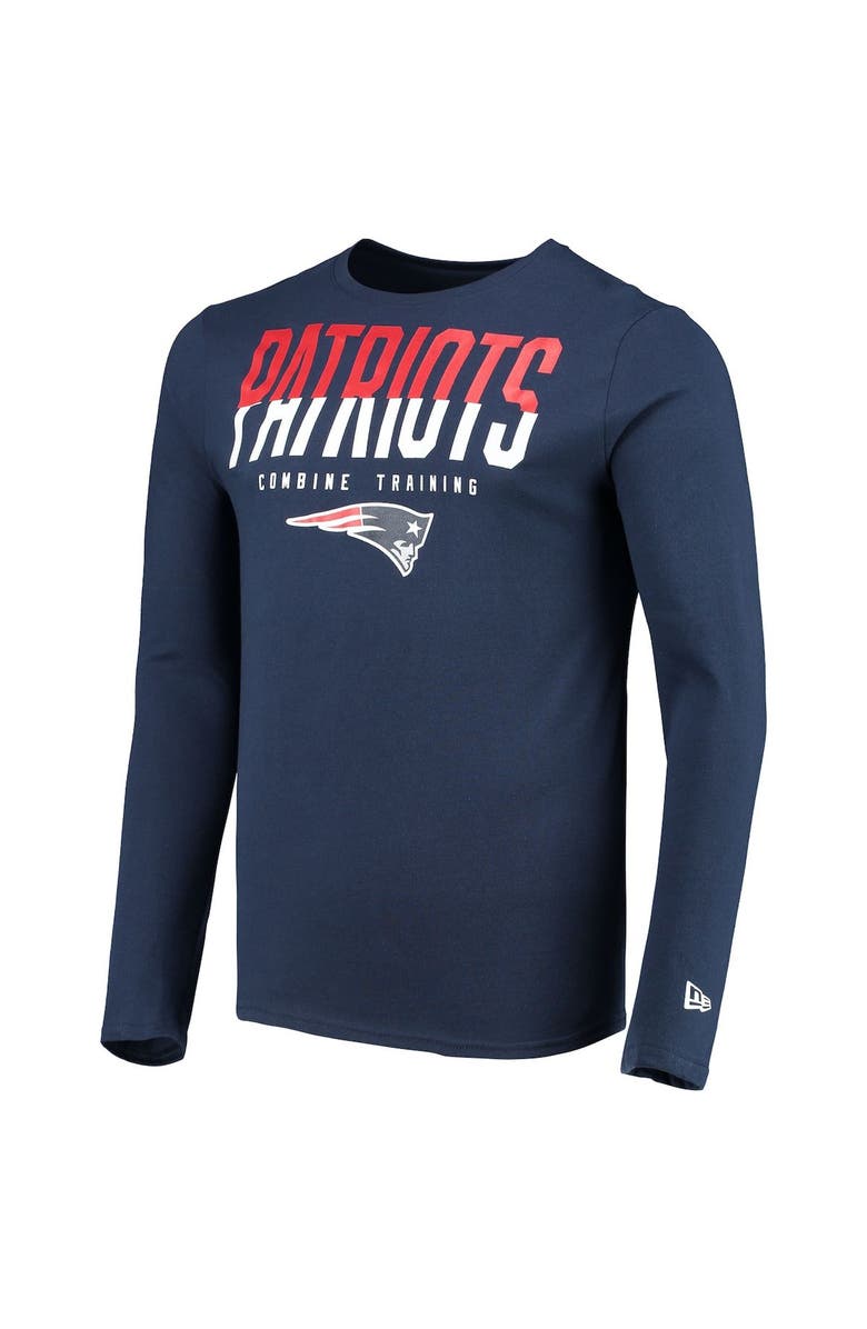 New Era Men's New Era Navy New England Patriots Combine Authentic Split Line Long Sleeve T-Shirt, Alternate, color, 