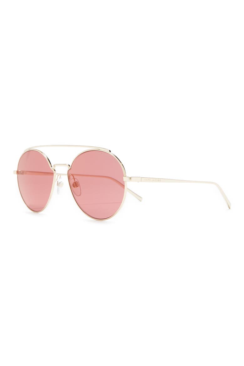 57mm Round Sunglasses, Alternate, color, GOLD / RED ANTIREFLEX