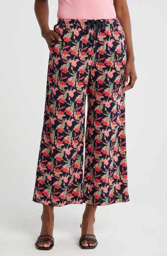 Caslon® Pull-On Crop Wide Leg Linen Blend Pants