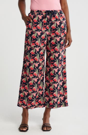 CASLON CASLON® PULL-ON CROP WIDE LEG LINEN BLEND PANTS
