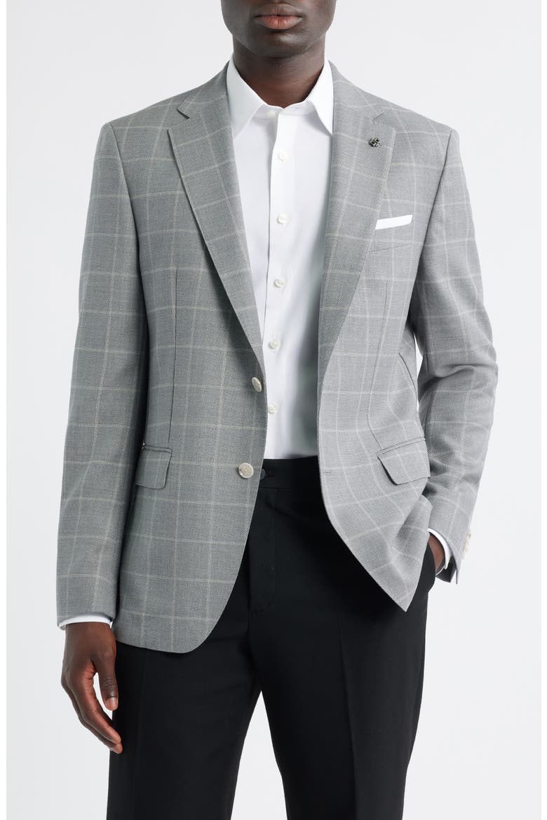Hutson Check Virgin Wool Sport Coat, Main, color, SILVER