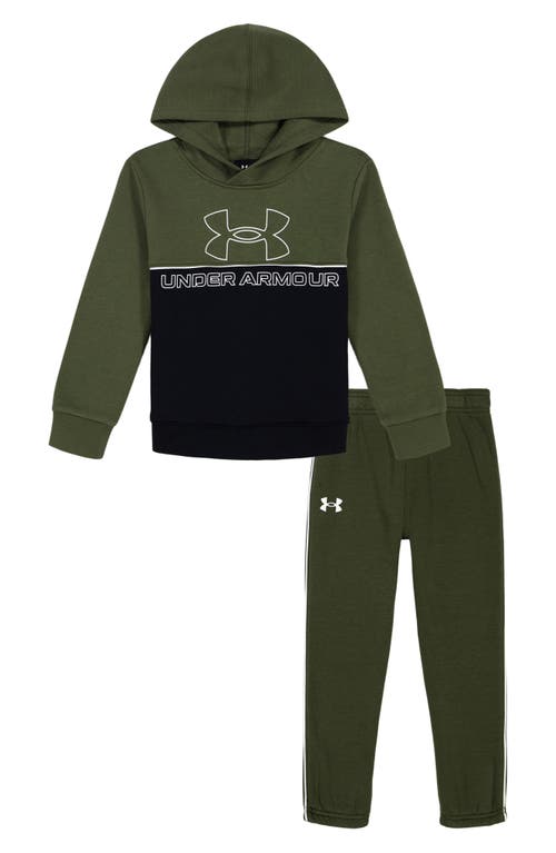 Under Armour Kids' Rival Performance Pullover Hoodie & Sweatpants Set in Marine Od Green 