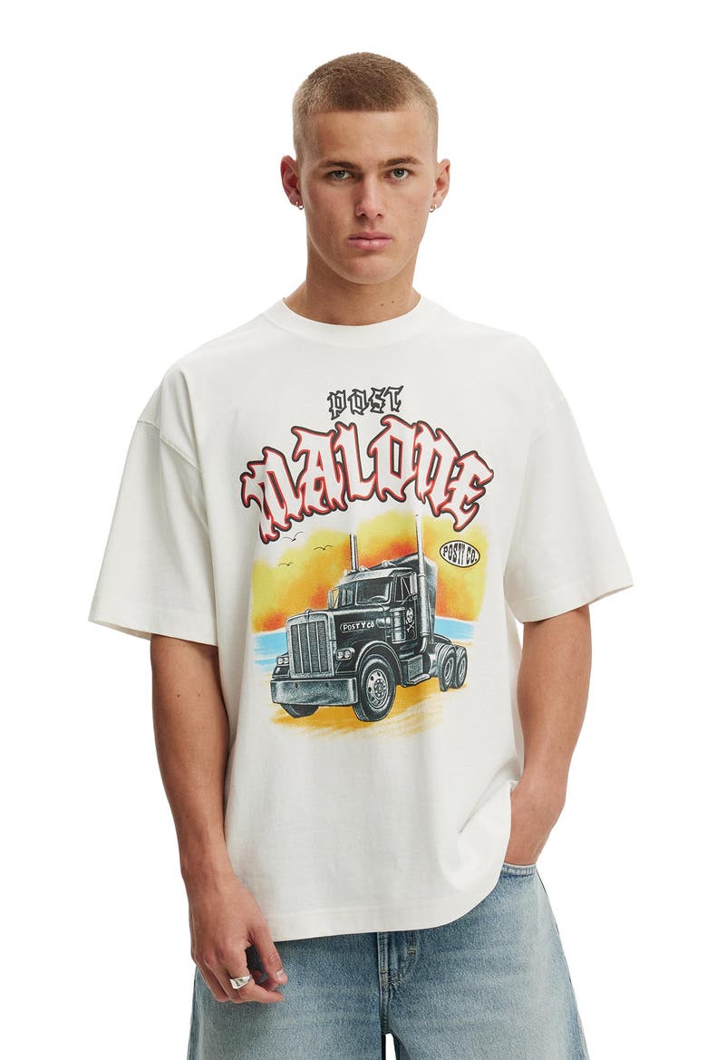 Box Fit Premium Music T-Shirt, Main, color, Vintage White  Post Malone