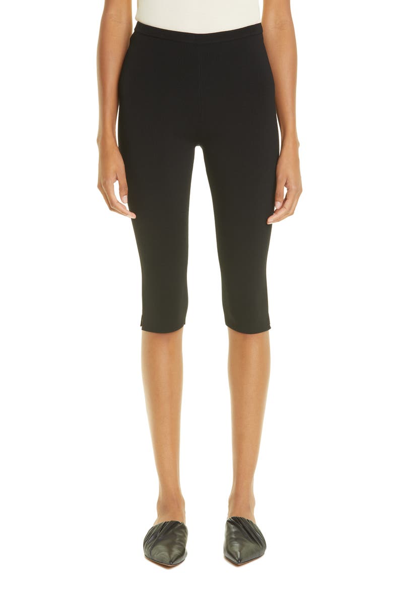 Totême Compact Knit Crop Leggings, Main, color, BLACK