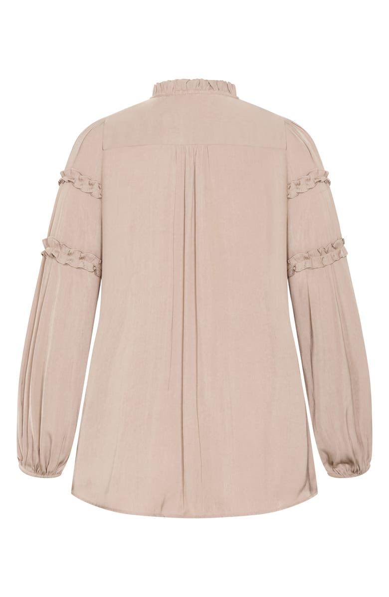 City Chic Ruffle Puff Sleeve<br />Peasant Blouse, Alternate, color, Stone