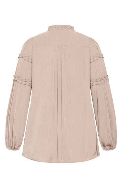 City Chic Ruffle Puff Sleevepeasant Blouse In Neutral