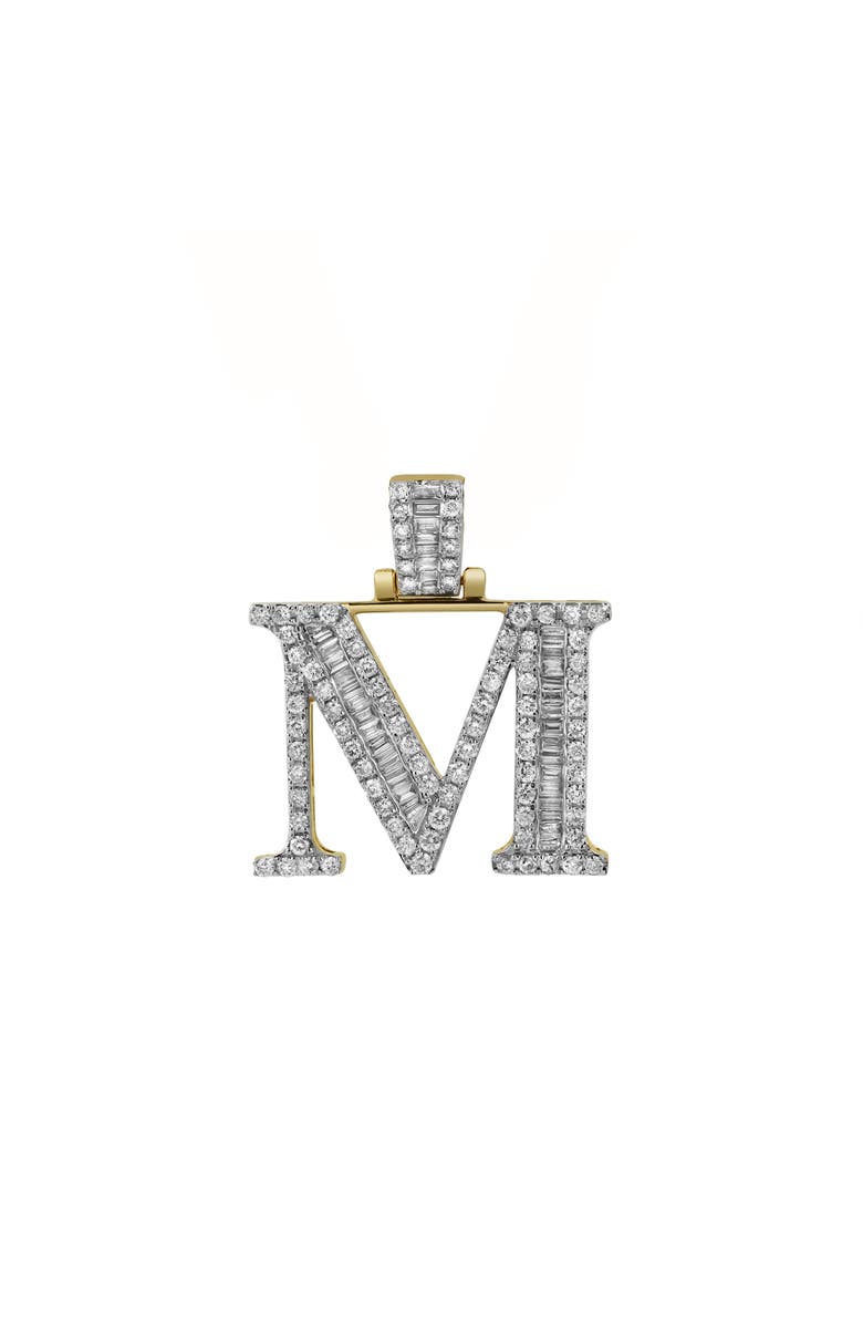 LuvMyJewelry M Initial Diamond Pendant 10K Yellow Gold - 1.07 Carats, Alternate, color, 10K Yellow Gold