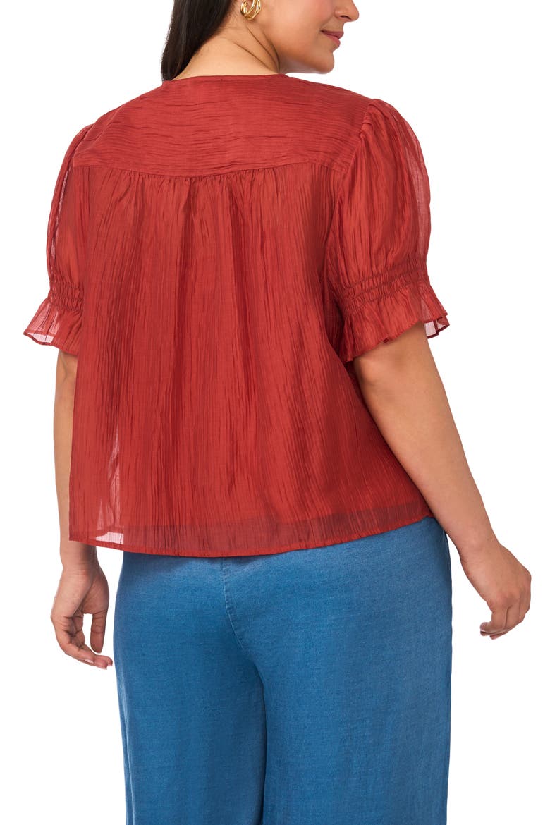 Pleated Ruffle Top, Alternate, color, RUST