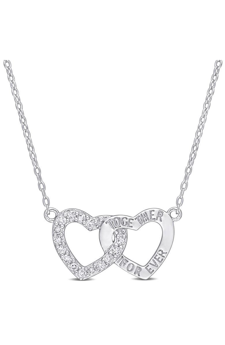 Julianna B. White Topaz Heart Interlocked Necklace, Main, color, White Topaz