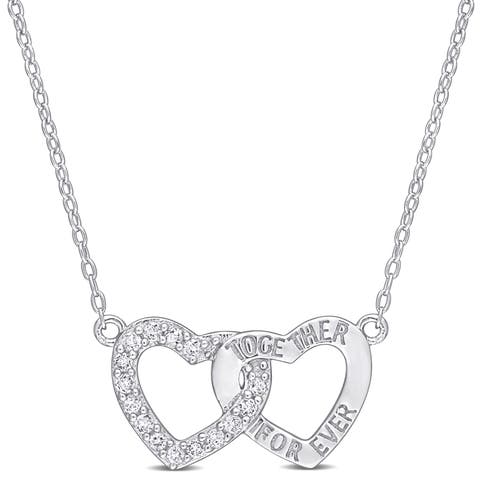 White Topaz Heart Interlocked Necklace