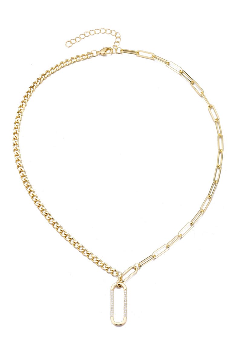 Mixed Chain Cubic Zirconia Necklace, Alternate, color, GOLD