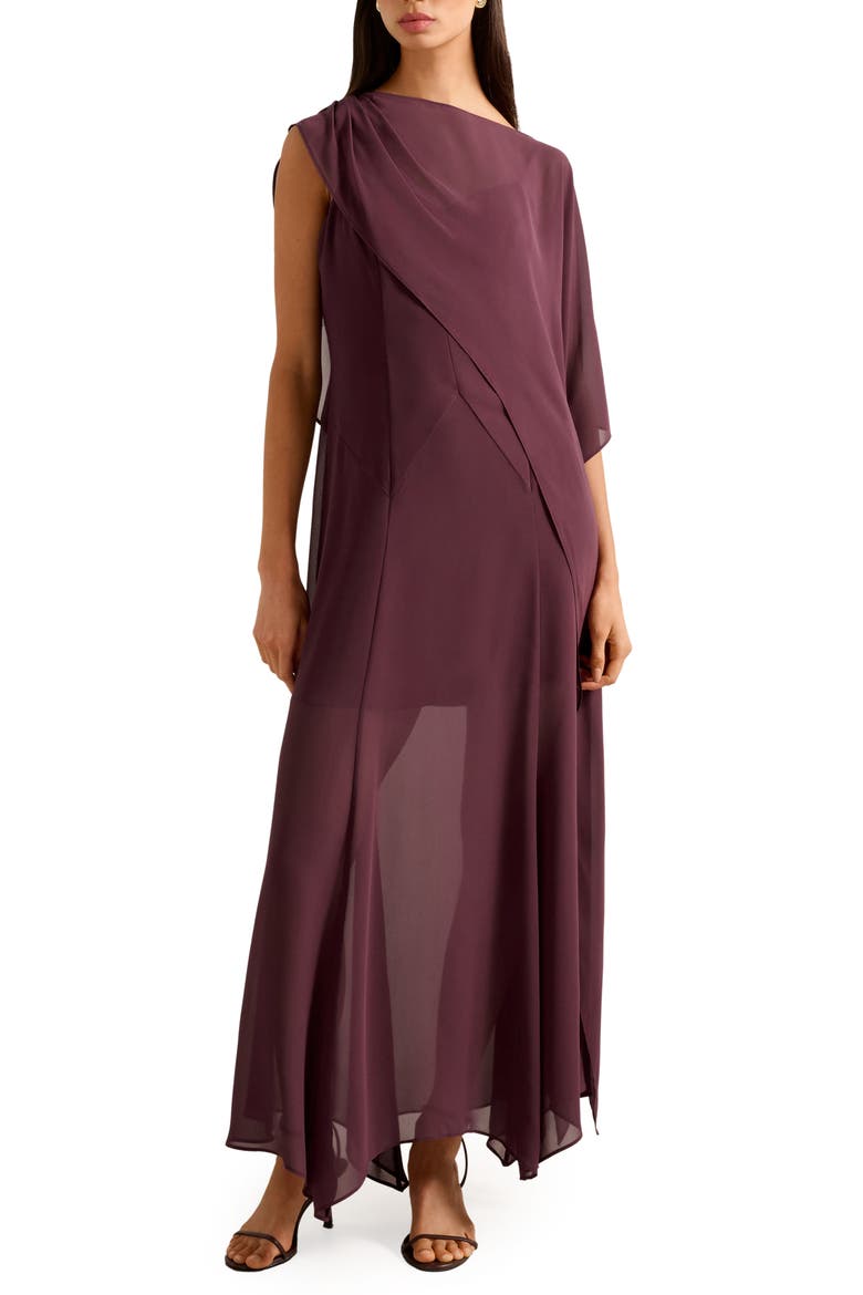 Honey Sheer Maxi Dress with Cape, Main, color, IMPERIAL PORT