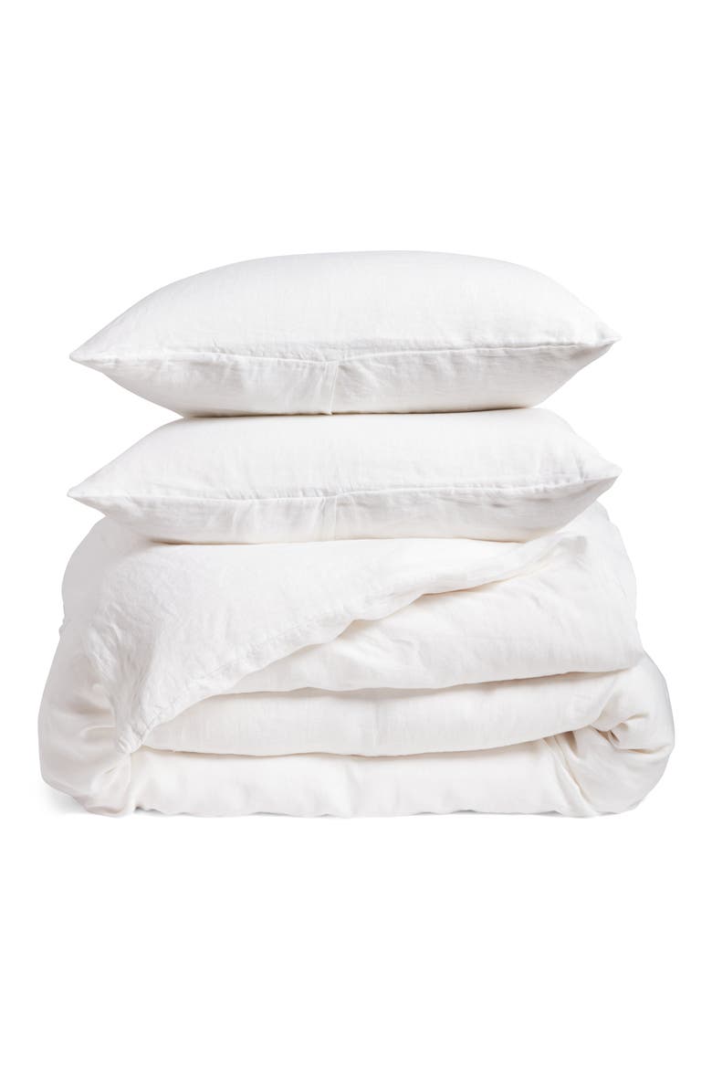 Linen Duvet Cover & Shams Set, Main, color, WHITE
