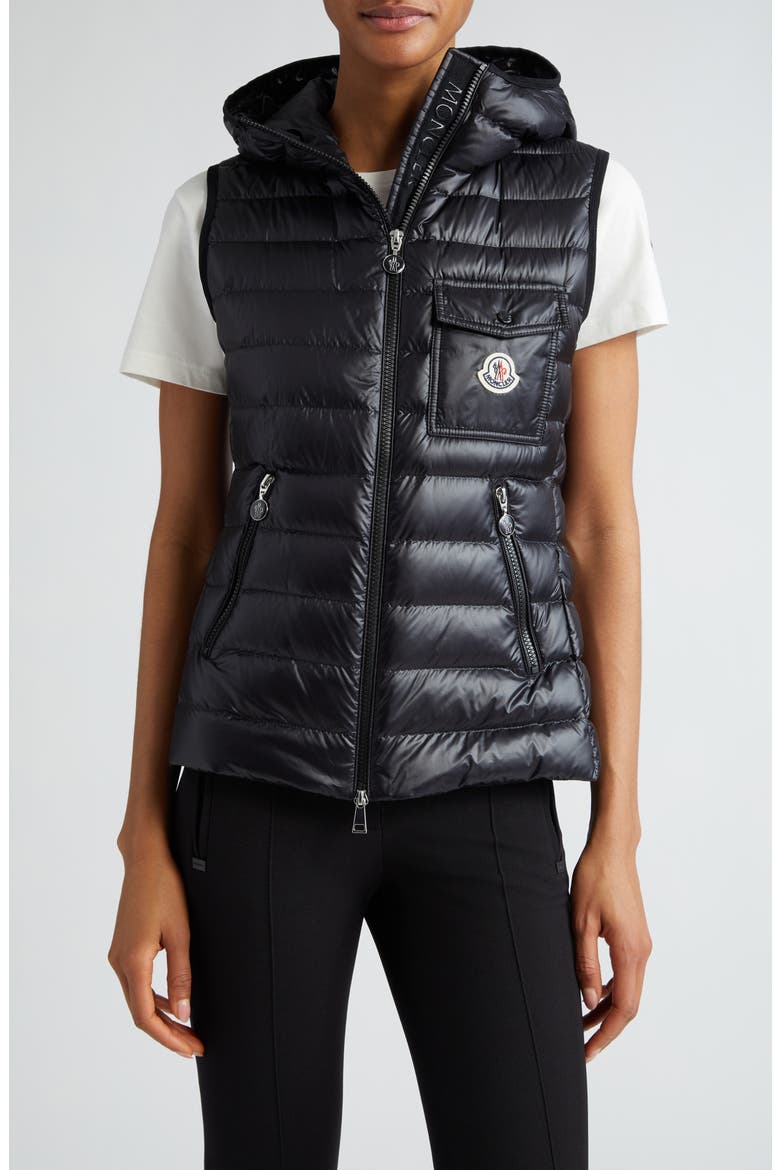 Glygos Hooded Down Vest, Main, color, BLACK