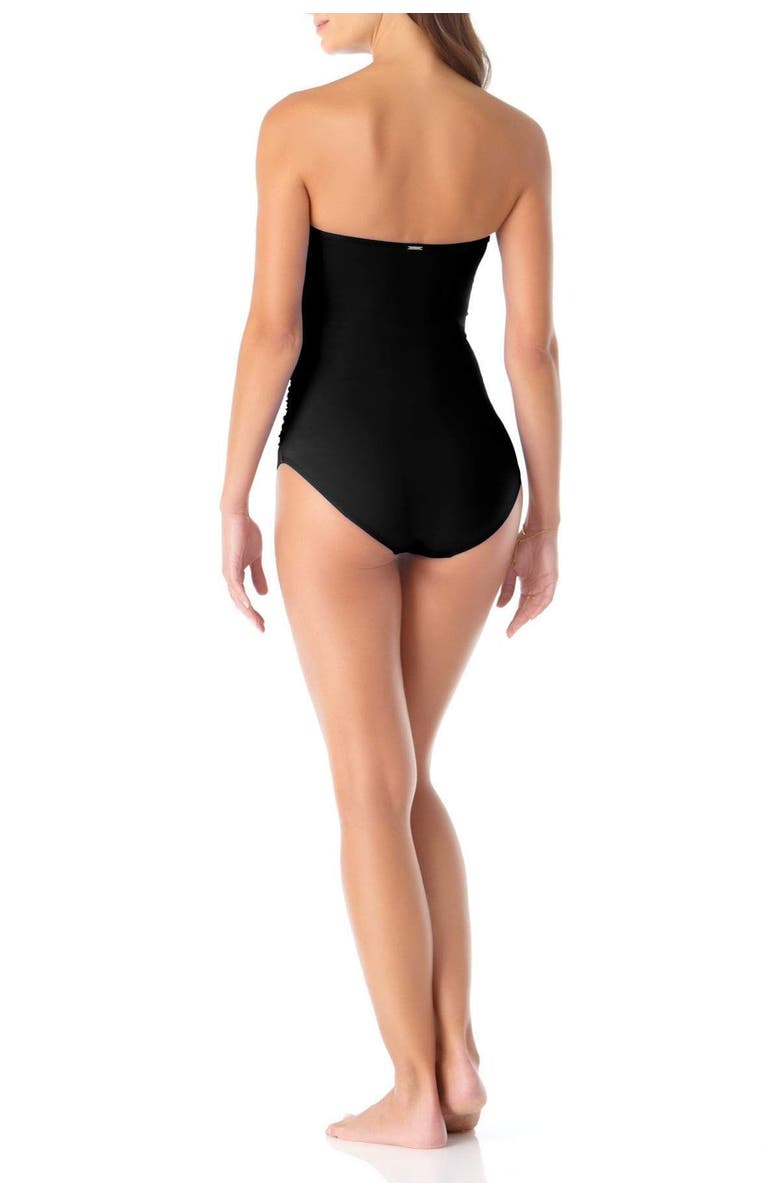 Anne Cole Women's Twist Front Shirred One Piece Swimsuit, Alternate, color, Black