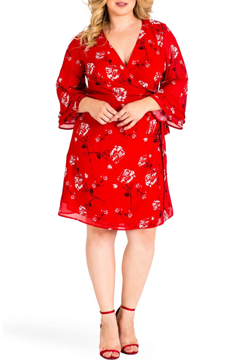 Lulu Wrap Dress, Main, color, RED TULIP PRINT