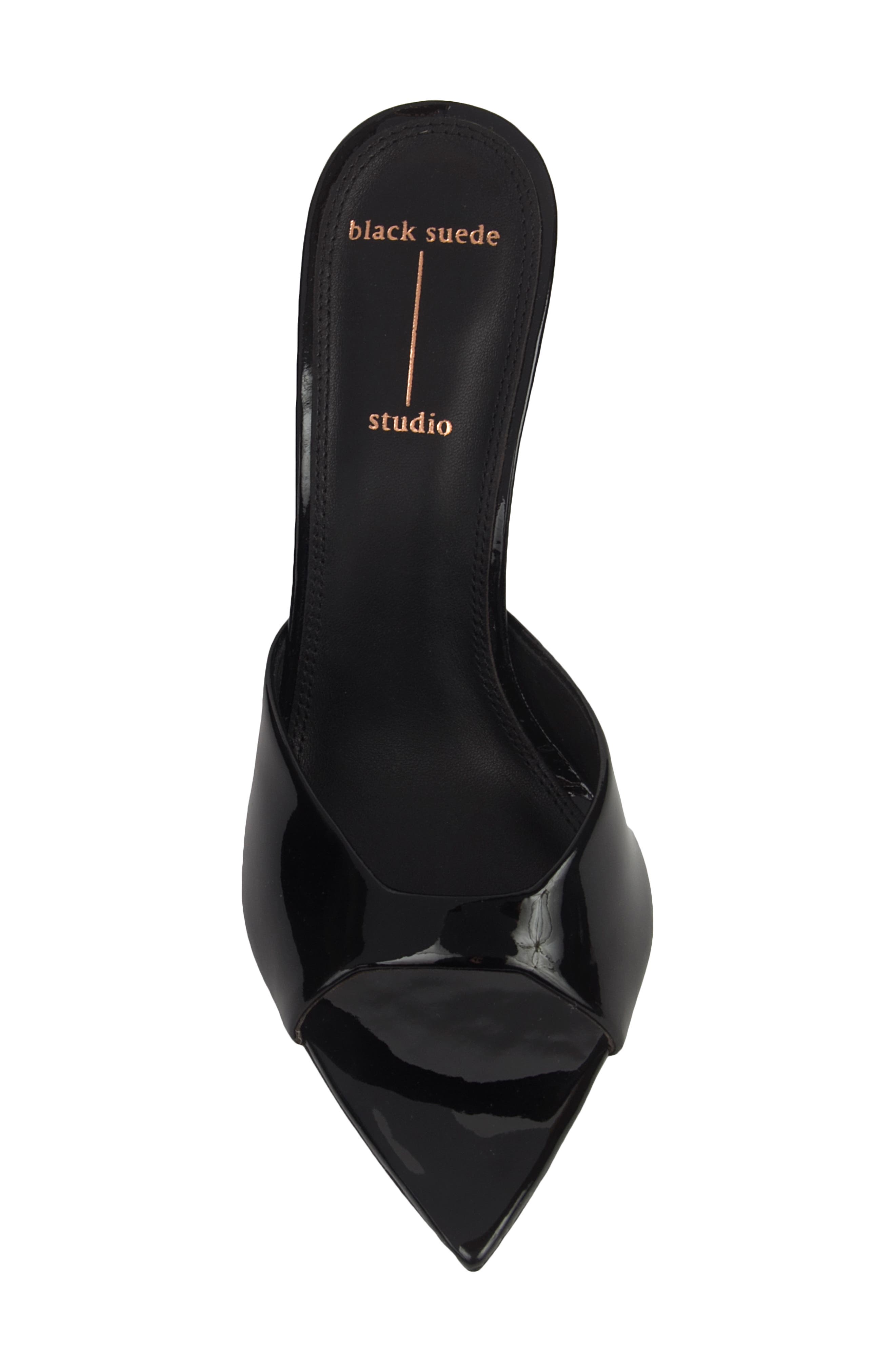 BLACK SUEDE STUDIO Brea Pointed Toe Sandal, Alternate, color, Black Patent
