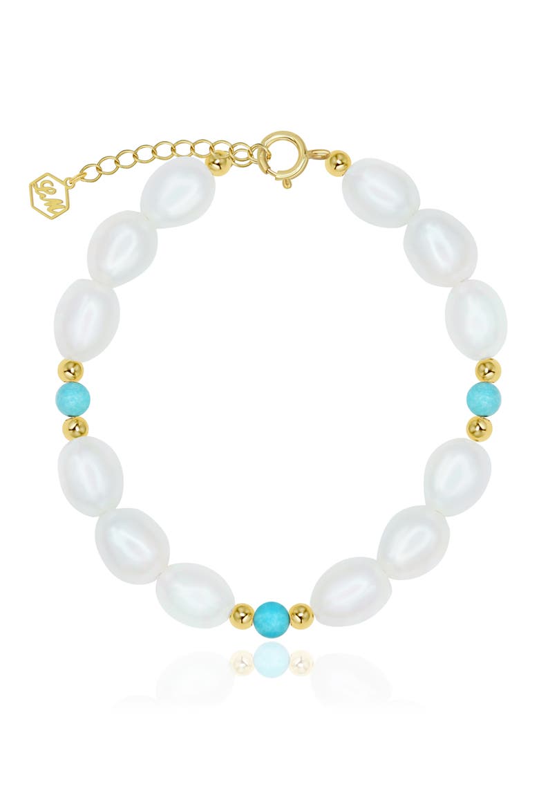 Freshwater Pearl & Turquoise Bracelet, Main, color, WHITE