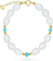 LA MENO Freshwater Pearl & Turquoise Bracelet