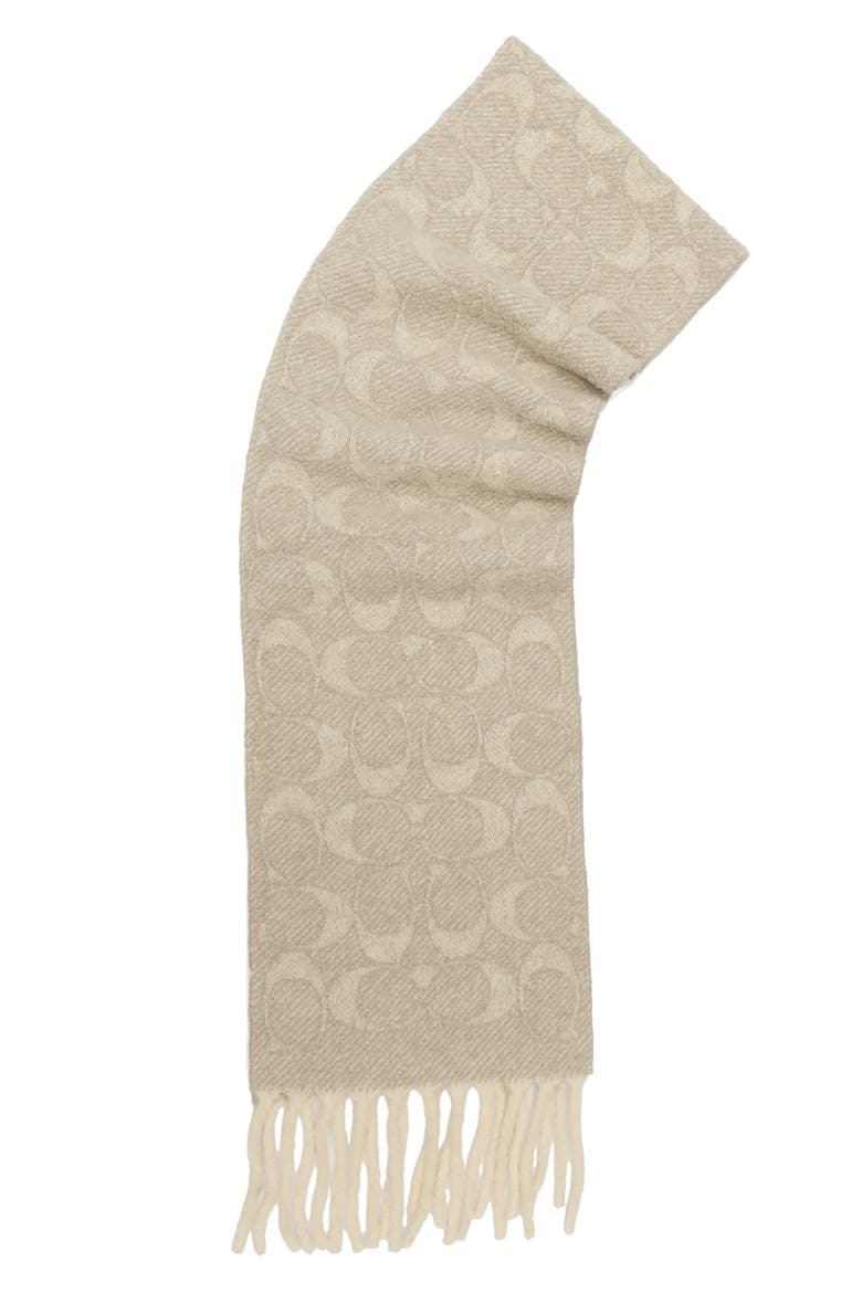 Signature Alpaca Blend Scarf, Alternate, color, CHALK