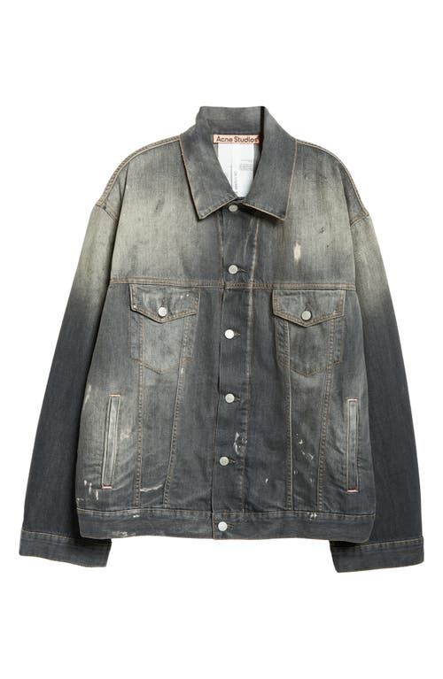 Acne Studios Oversize Paint Smudged Denim Jacket In Black