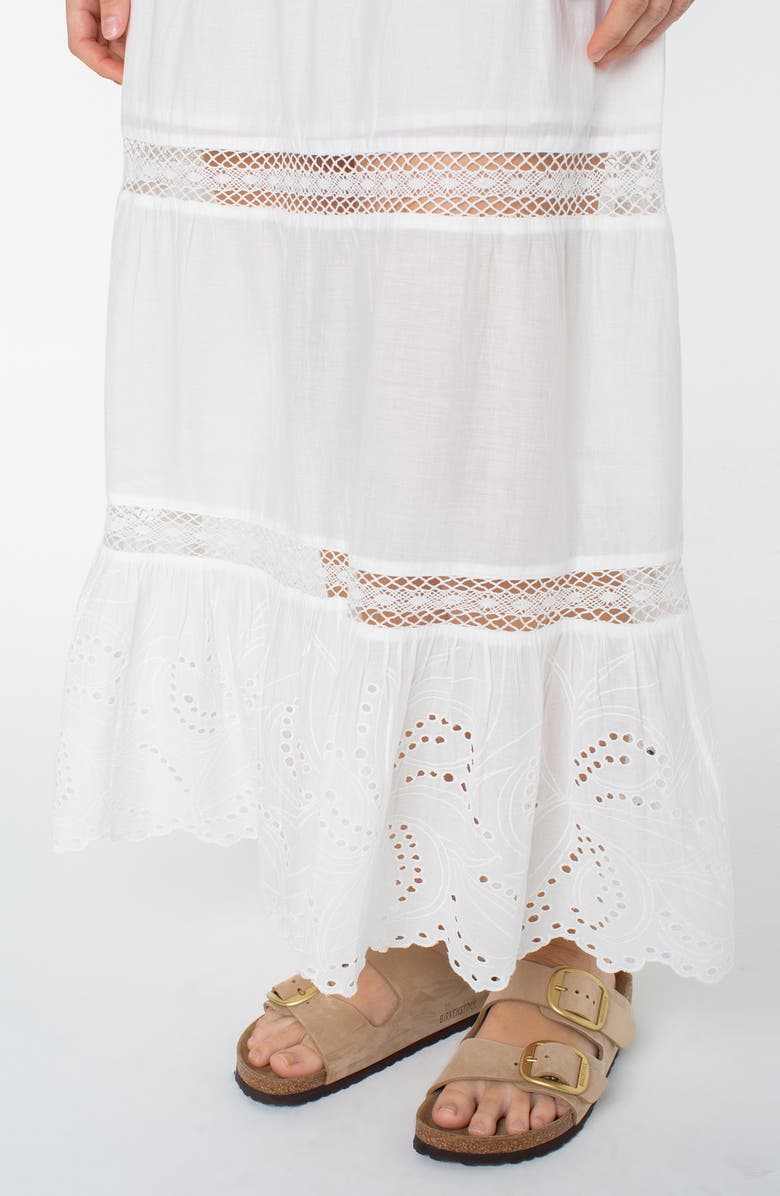 Roxy Castaway Embroidered Cotton Maxi Skirt, Alternate, color, Snow White Solid