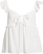 BP. Tie Front Flutter Sleeve Babydoll Top