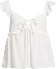 BP. Tie Front Flutter Sleeve Babydoll Top