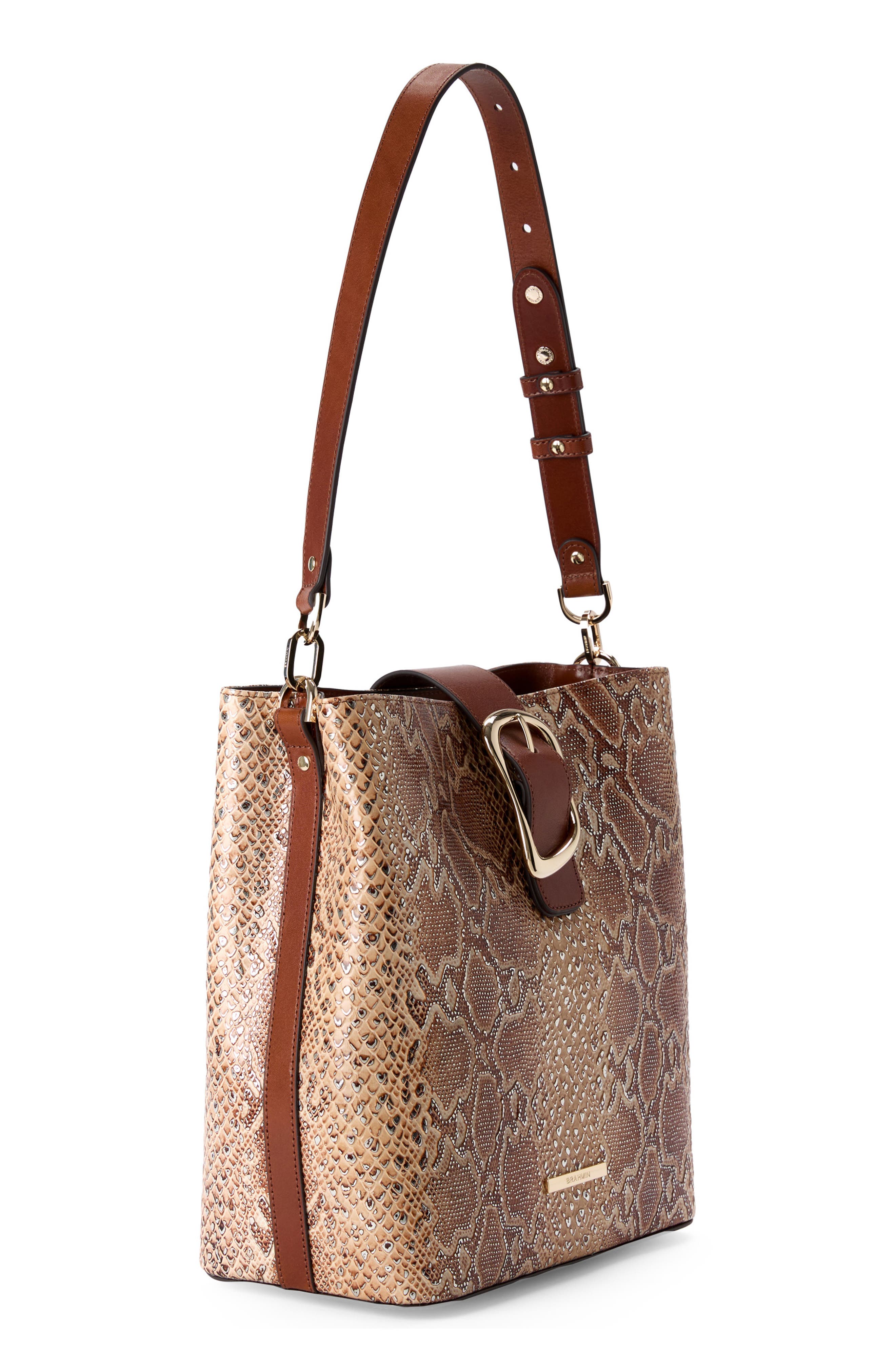 Brahmin Celina Snake Embossed Leather Shoulder Bag, Alternate, color, 