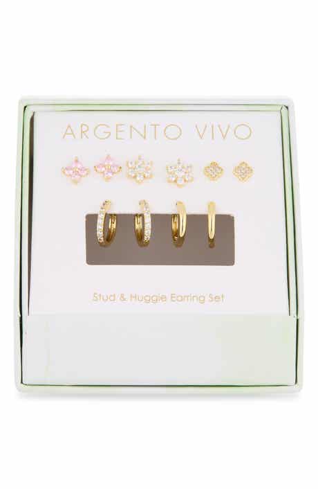 Cubic Zirconia Clover Mixed Stud & Huggie Earring Set