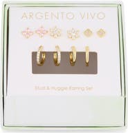 ARGENTO VIVO Cubic Zirconia Clover Mixed Stud & Huggie Earring Set