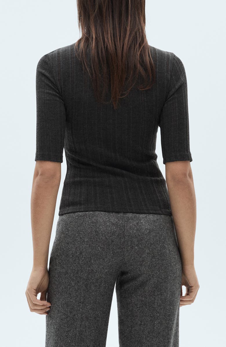 MANGO Elbow Sleeve Rib Knit Top, Alternate, color, 