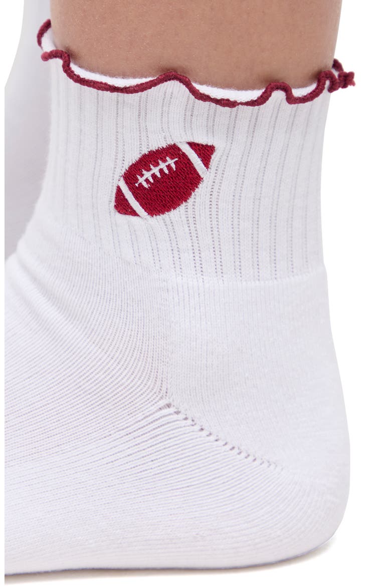 Nina 2-Pack Lettuce Edge Ankle Socks, Alternate, color, WHITE/ZINFANDEL
