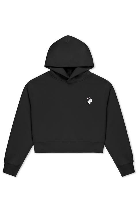 Heartly Ghost Midweight Fleece Relaxed Cropped Hoodie