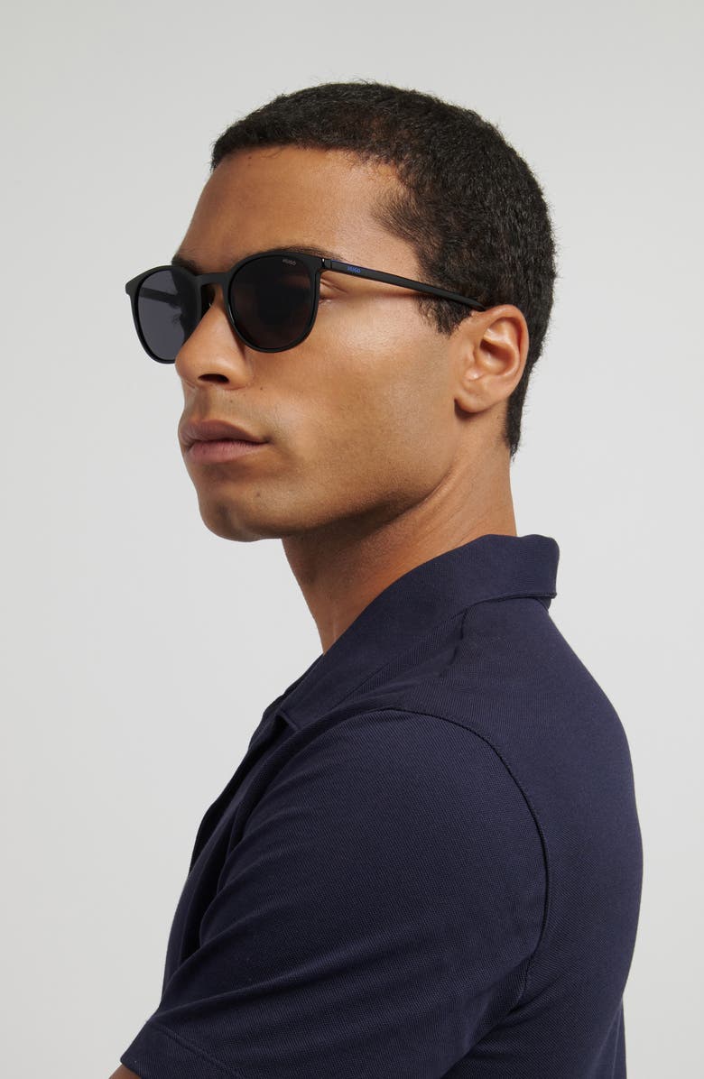 HUGO Panthos 53mm Round Sunglasses, Alternate, color, Black/ Grey