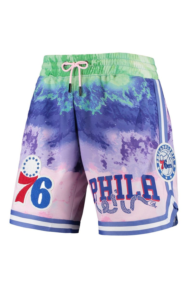 PRO STANDARD Men's Pro Standard Pink Philadelphia 76ers Multicolor Dip-Dye Shorts, Alternate, color, 