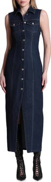 Avec Les Filles Sleeveless Stretch Denim Dress