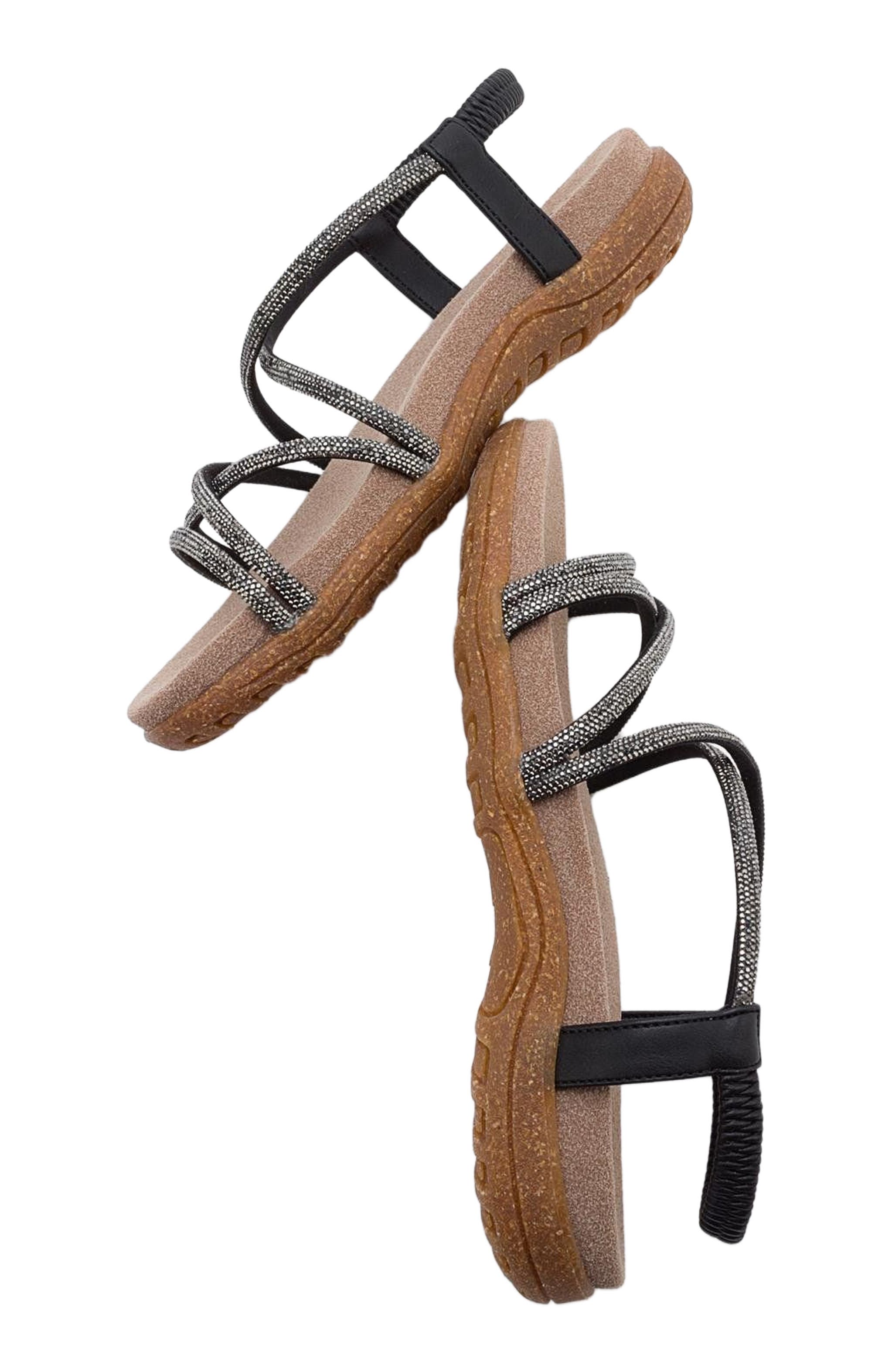 Prologue Shoes Ever Embellished Sandal, Alternate, color, Black Faux Leather