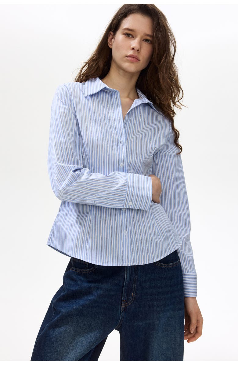H&M Fitted Shirt, Alternate, color, Light Blue/Striped