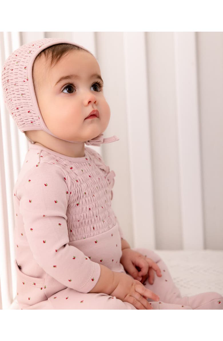 MiniMoi 2 Piece Baby Cotton Smocked Footie Set, Alternate, color, Blush Pink