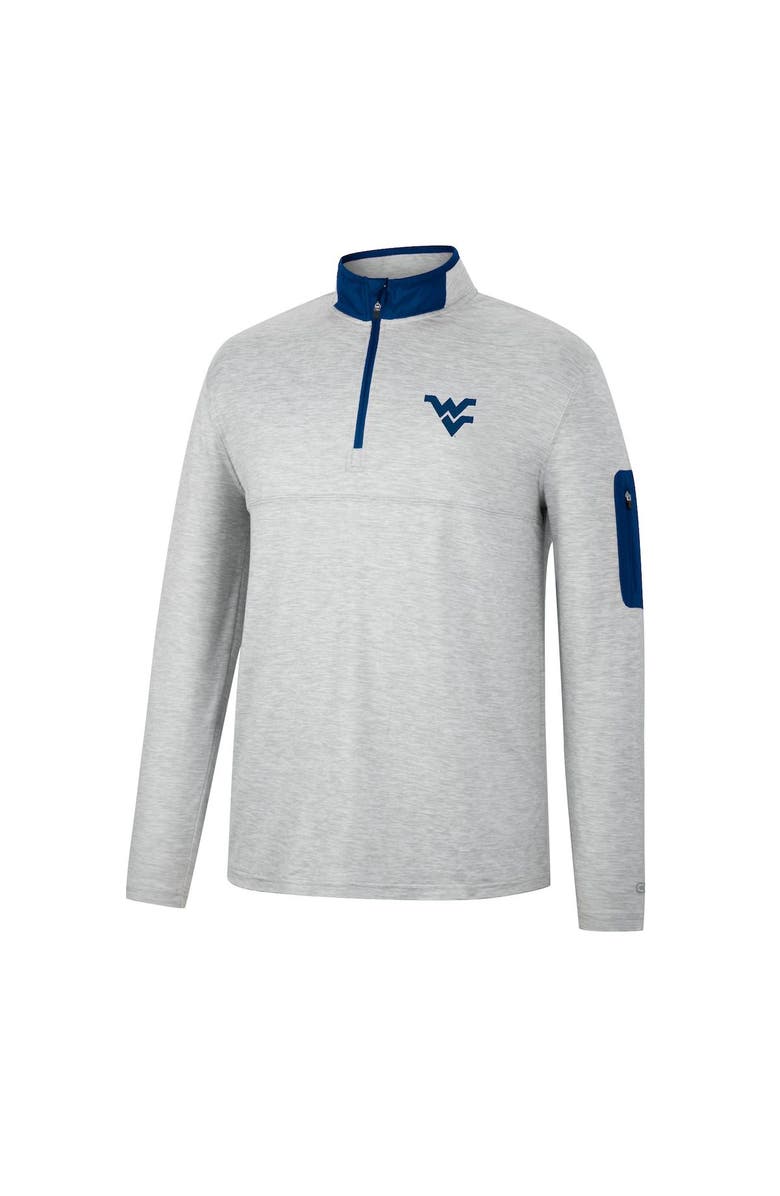 COLOSSEUM Men's Colosseum Heathered Gray/Navy West Virginia Mountaineers Country Club Windshirt Quarter-Zip Jacket, Alternate, color, 