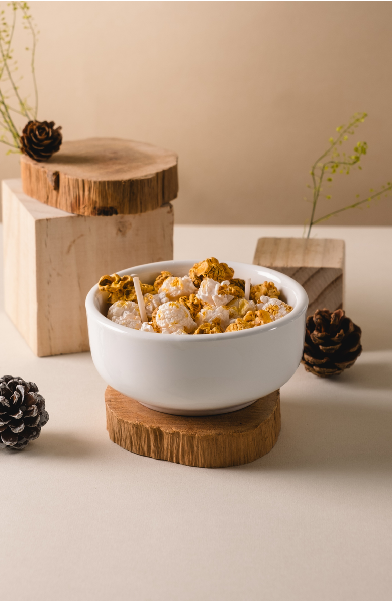 Southlake gifts Popcorn Candle Bowl, Alternate, color, Buttery Yellow Popcorn
