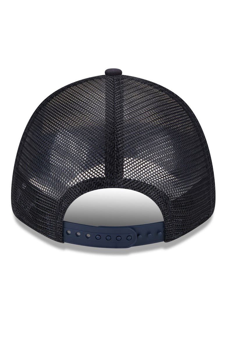 New Era Men's New Era White/Navy New York Yankees Team Stripe Trucker 9FORTY Snapback Hat, Alternate, color, White