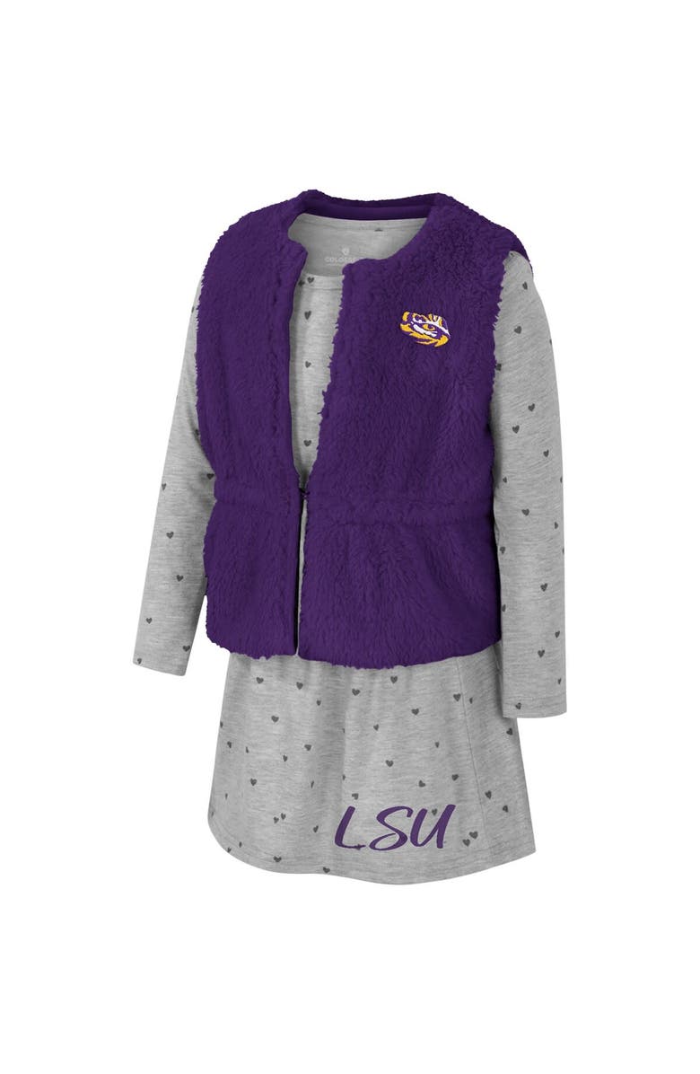 COLOSSEUM Girls Toddler Colosseum Purple LSU Tigers Meowing Vest & Dress Set, Alternate, color, Purple