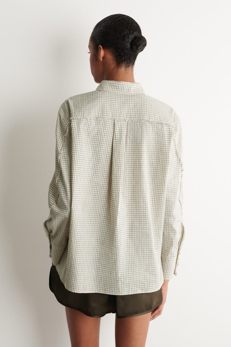 Fringed Checked Linen-cotton Shirt, Alternate, color, BEIGE / CHECKED