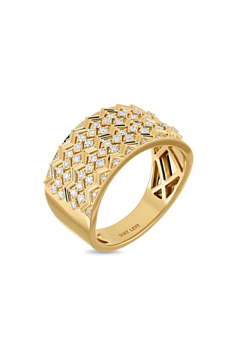 18K Gold Cleo Diamond Wide Ring (Online Trunk Show), Alternate, color, 18K YELLOW GOLD