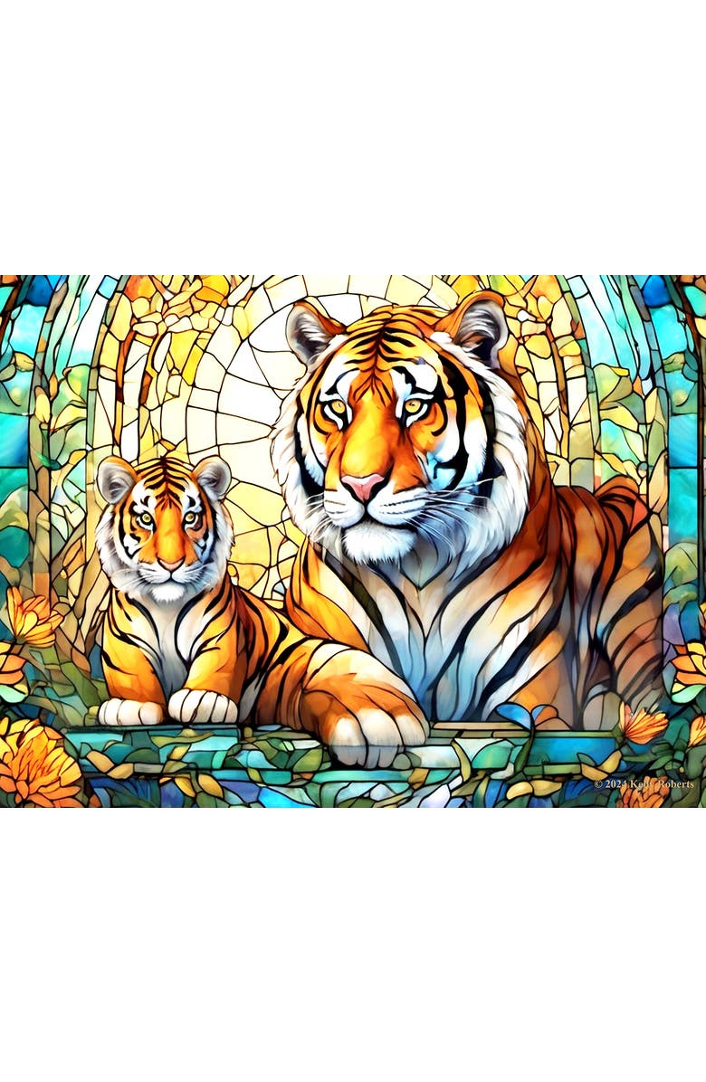 Sunsout Stained Glass Zoo Tigers 500 piece Jigsaw Puzzle for Adults, Alternate, color, Multicolor